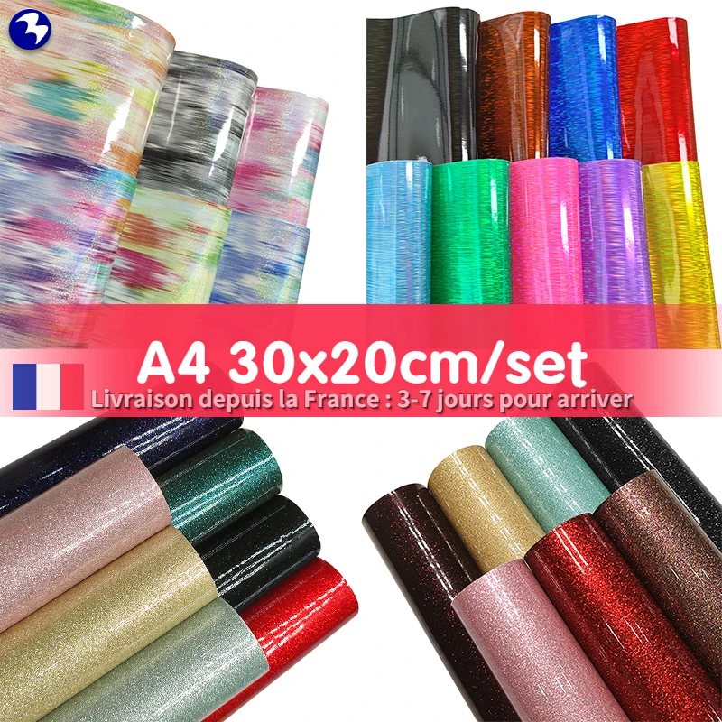 

30*20cm/set Shiny Mirror Reflective Surface Glitter PU Faux Artificial Leather Fabric Sheet for Making Earring Hair Bow Craft