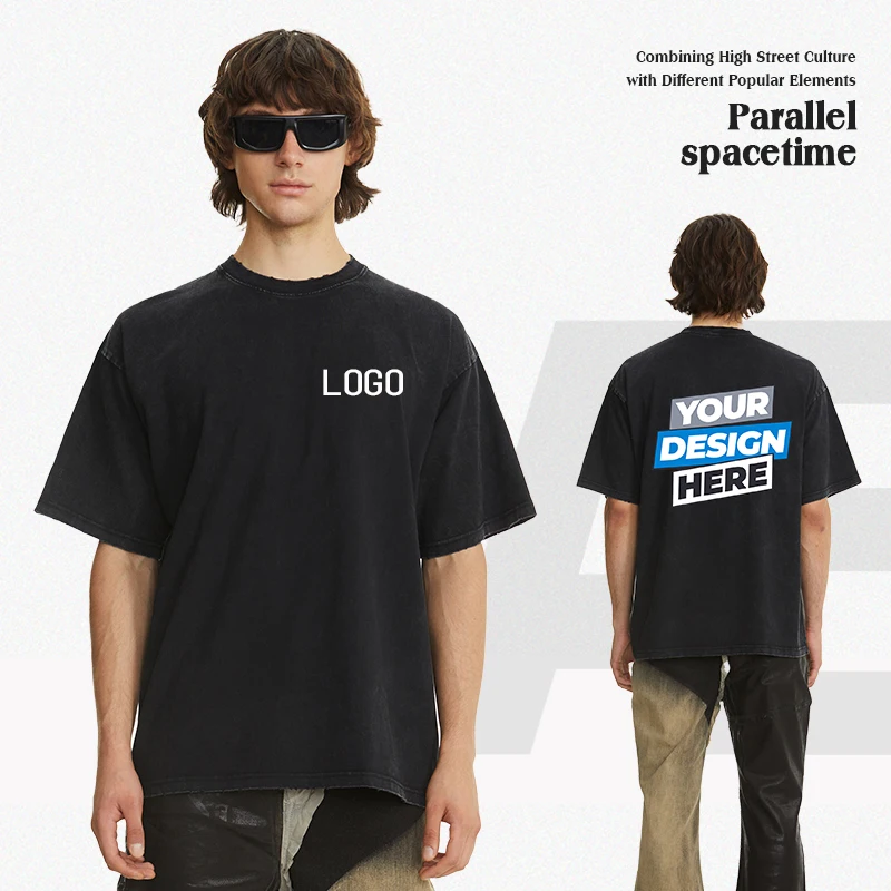 Бесплатный индивидуальный логотип тяжелые футболки из 100% хлопка 260 г/м2 хлопковые