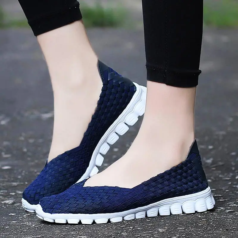 

Slip-on Woven Women Running Shoes Ladies Sneakers 2021 Sports Shoes Woman Sneakers Sport Blue Summer Footwear Trainers GME-1807