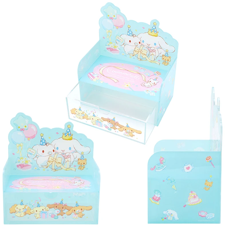

Оригинальный Настольный ящик Sanrioed Cinnamoroll, Стильная коробка для хранения, стеллаж для хранения, милый акриловый прозрачный стеллаж для хранения с мультяшным аниме