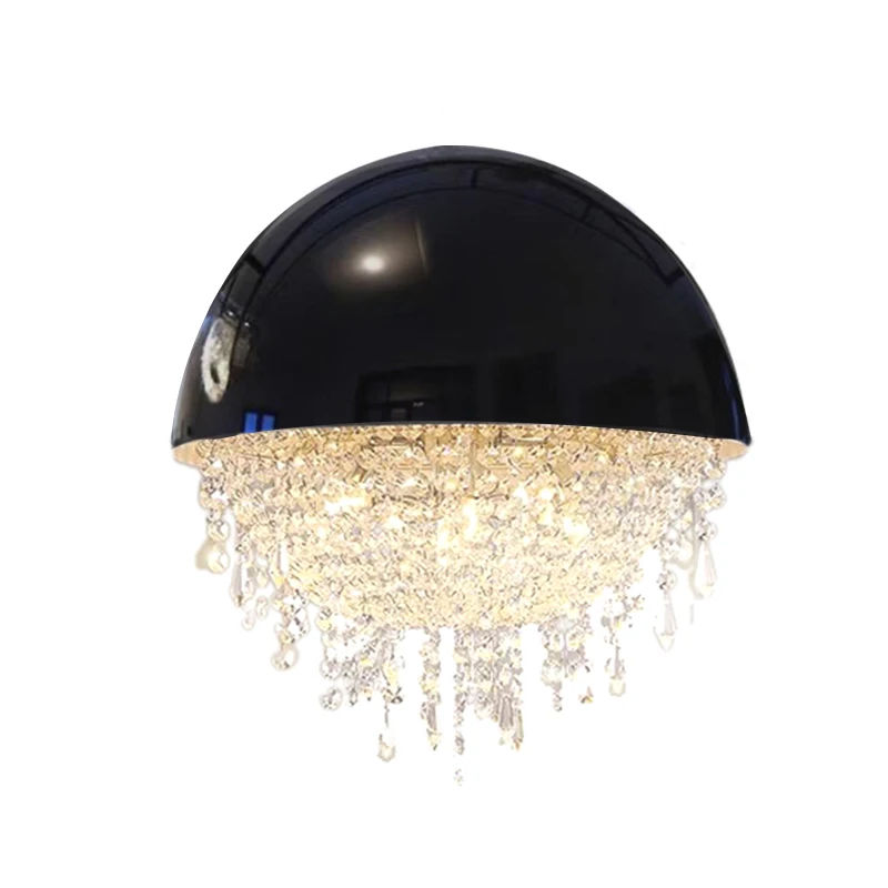 

Hot Sale Morden Gorgeous Black White Hemisphere Design Hanging Lamp Chandelier Pendant Light Decor For Living Room Dining Room