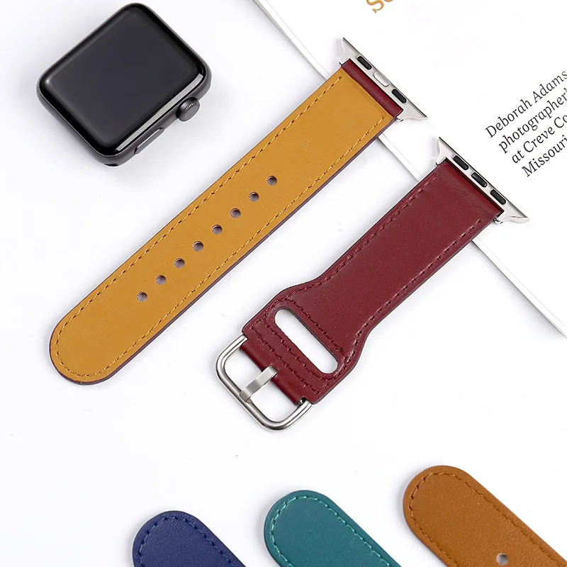 

Leather Strap For Apple Watch Band 44mm 45mm 38mm 41mm 42mm Wrist Watchband Genuine Leather Buckle iWatch Series SE 7 6 5 4 3 2