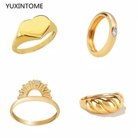 croissant rings for women braided twisted signet chunky dome ring 24k gold platedsilver stacking band jewelry for rings