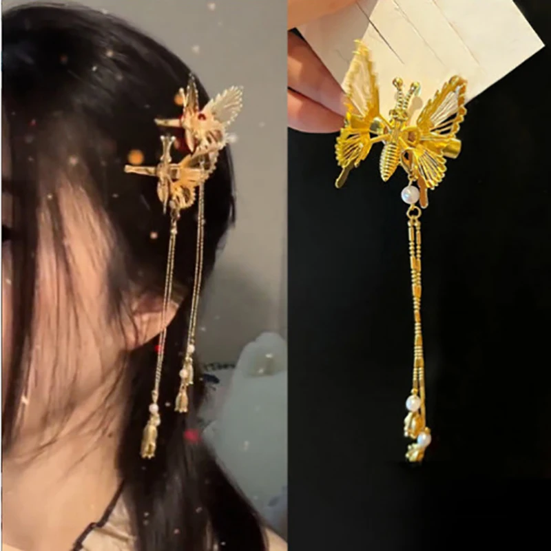 

Hanfu шпилька для волос аксессуары для волос в древнем стиле имитация бабочки кисточки утконоса зажим бабочка ювелирные изделия женский фикс...