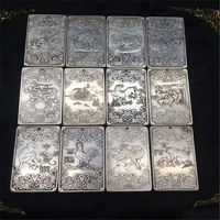 handicraft double sided stereo white copper 12 zodiac foot silver waist brand ornaments