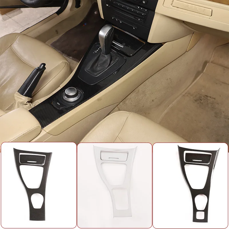 

LHD For BMW 3 Series E90 E92 E93 2005-12 ABS Carbon Fiber/Silver Center Console Gear Shift Frame Panel Sticker Car Accessories