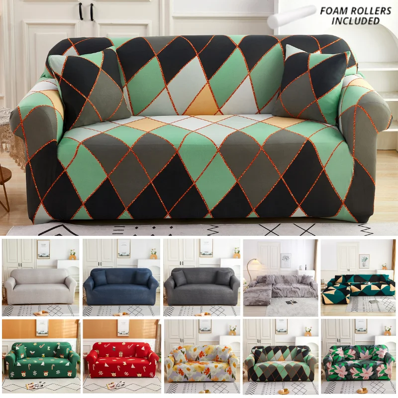 

Geometric Pattern Elastic Spandex Sofa Cover For Linving Room Party 22 Colorful Printed Knit Polyester Modern Style Couch Covers