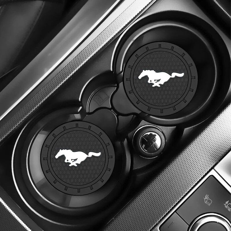 

Car Coaster Water Cup Slot Non-Slip Mat Silica Gel Pad Cup Holder Mat for Ford Mustang 2015 2017 2018 2021 2022 Car Accessories