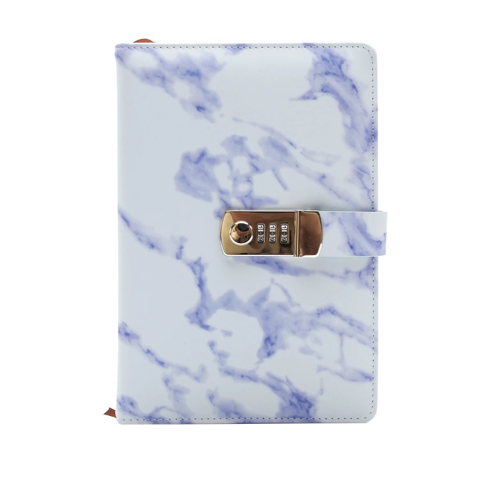 

A5 Portable Journal Wired Office Marble Pattern Business With Code Lock Writing Diary Note Book School Supply Student PU Leather