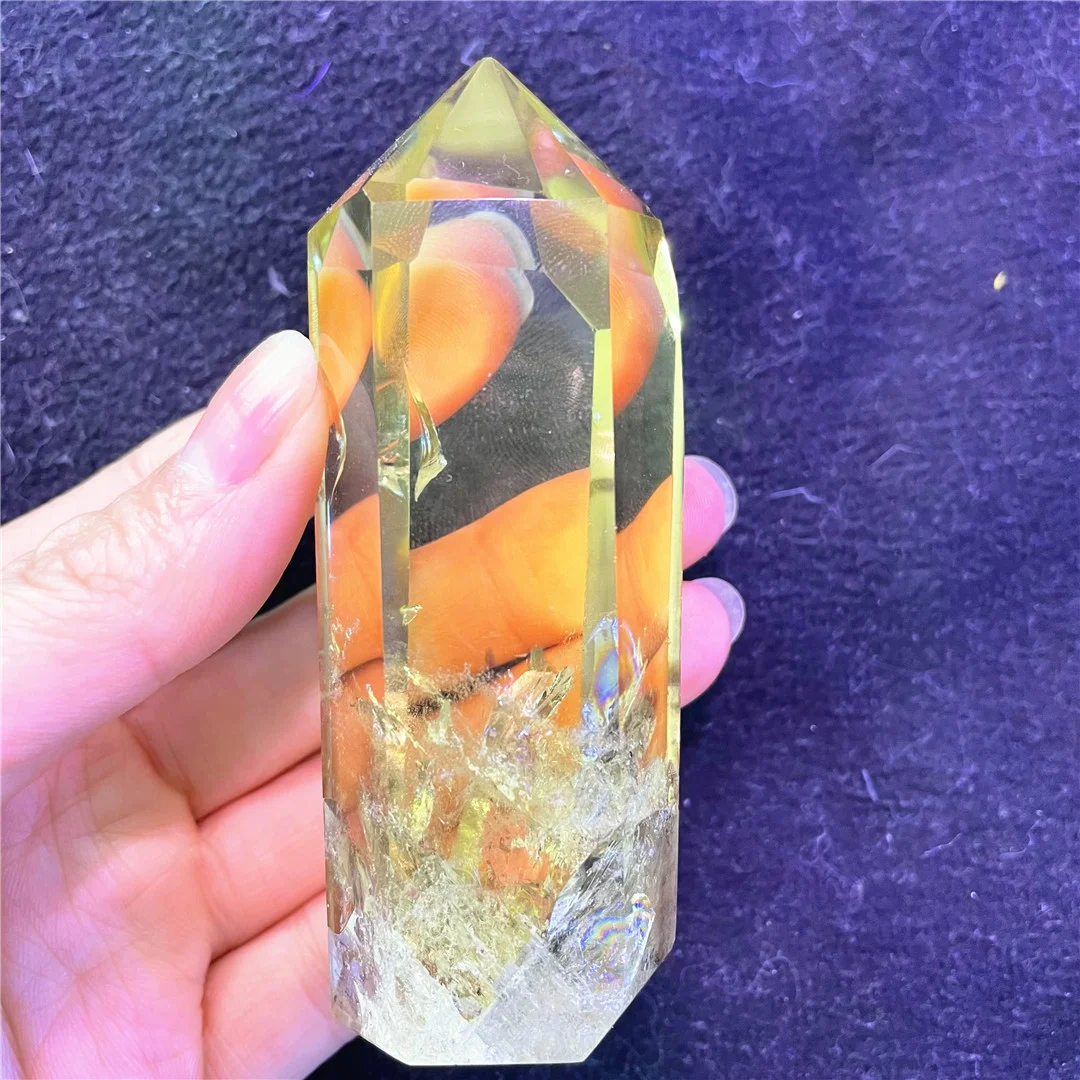 

Precious Real Natural Stone 100% Yellow Citrine Quartz Crystal Point Energy Rainbow Wands Feng Shui God Of Wealth Desk Ornaments