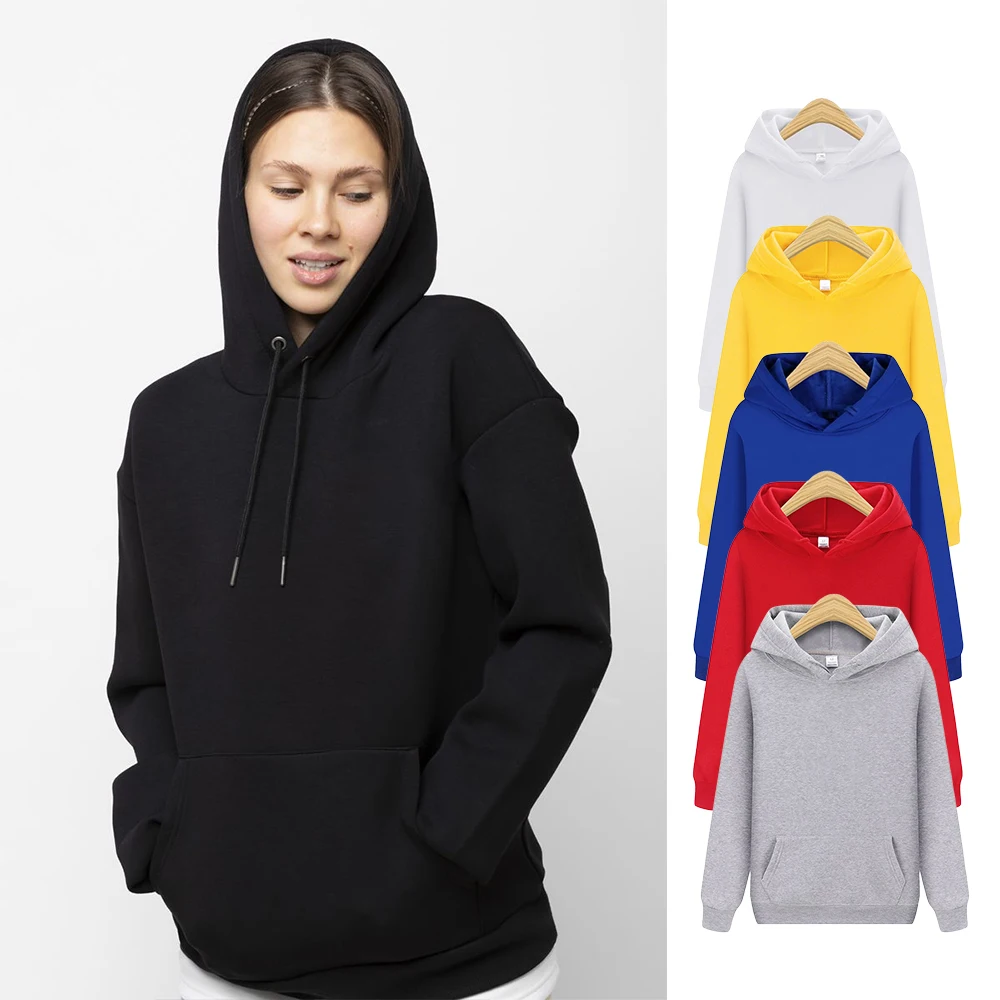 

Spring Autumn New Casual Long-sleeved Hoodies Loose Sweatshirt Solid Color Sportswear Women's Comfortable Top