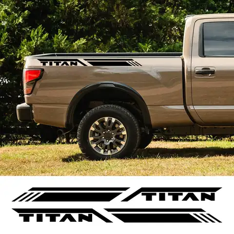 Боковые наклейки в багажник автомобиля для Nissan Titan Pro4X, графические полосы для пикапа, грузовика, Стильные наклейки, виниловый чехол, аксессу...