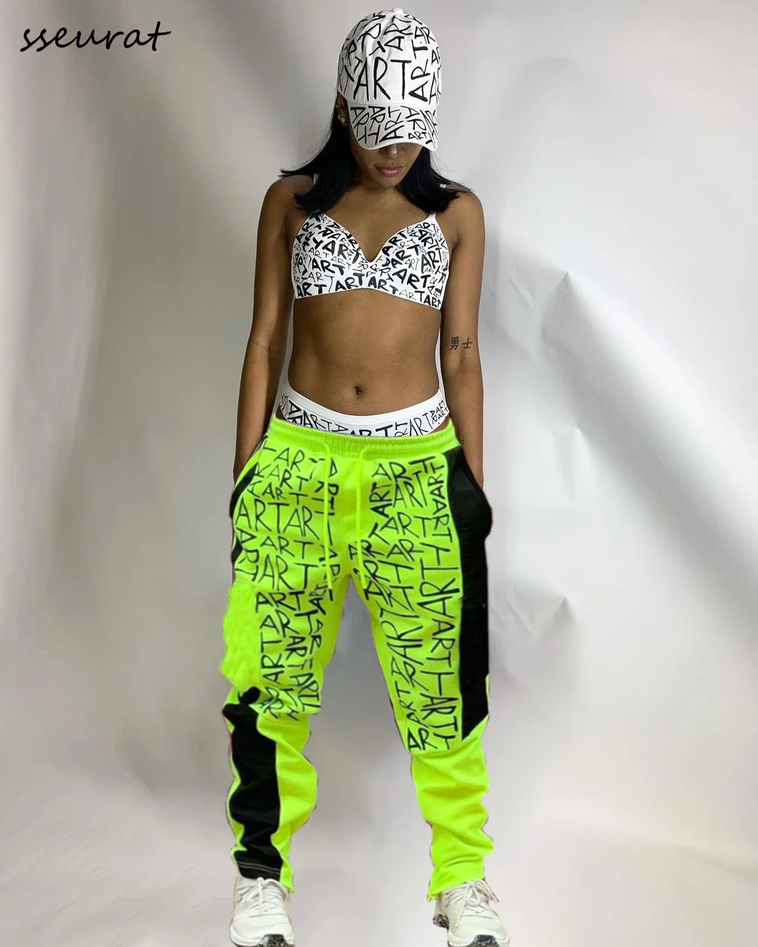 

Women Sweat Pant Graffiti Printed Trousers Jogger 2022 Drawstring Cargo Pant Streetwear Casual Sweatpant Autumn