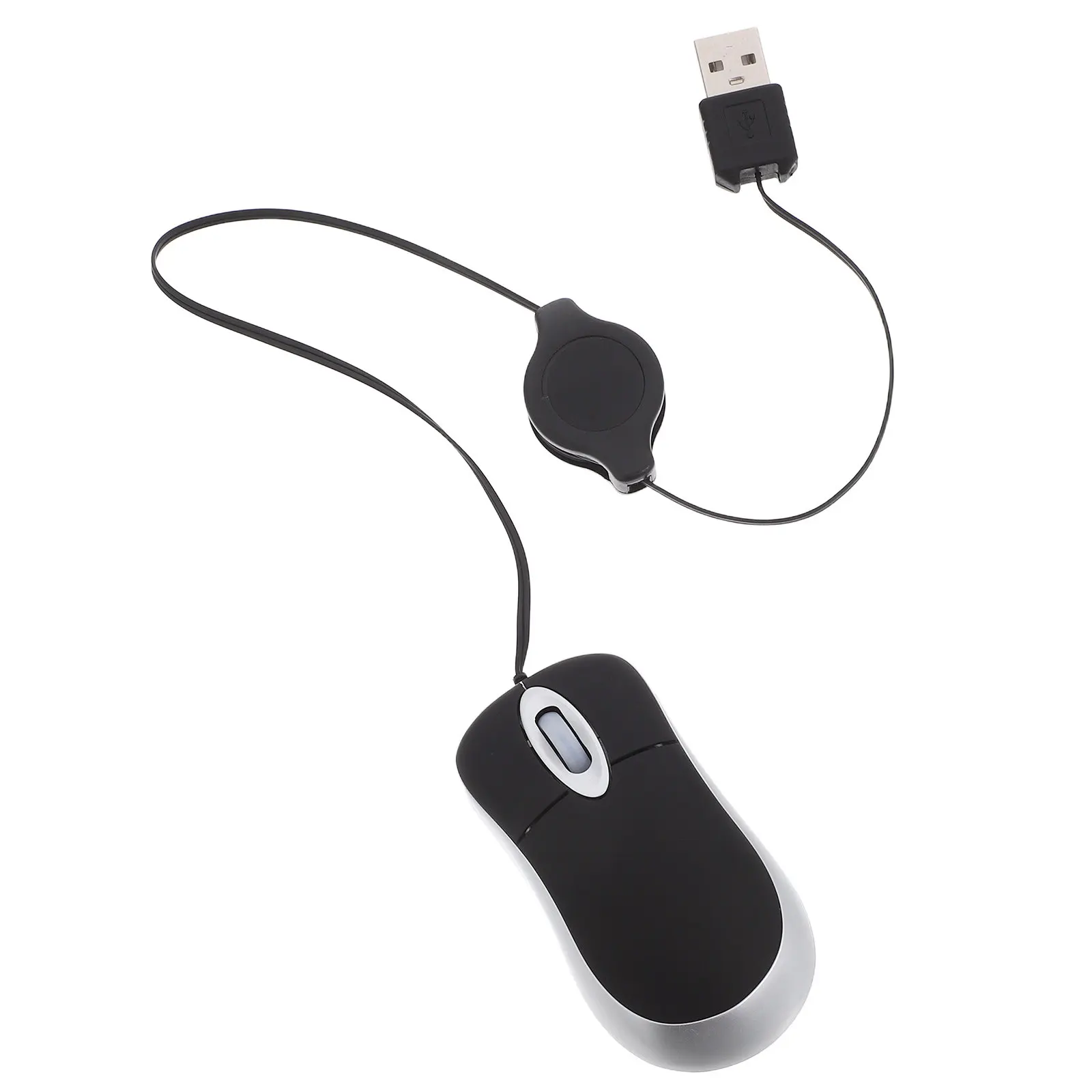 Фото Мини-USB телескопическая мышь, красная, портативная, проводная, оптическая, 1000DPI, бесшумная, для ноутбуков, настольных компьютеров, офисного использования №1