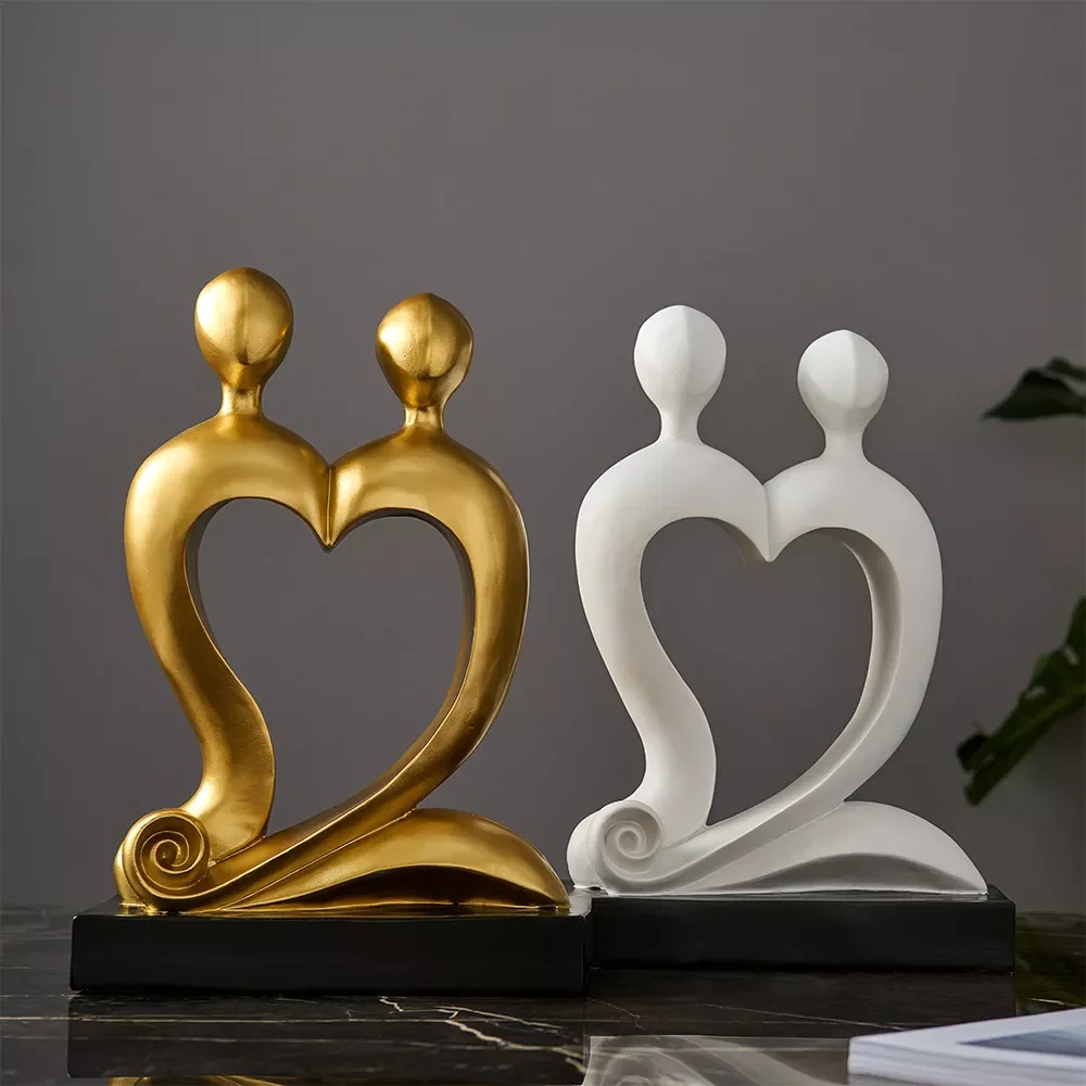 

Аксессуары для украшения дома для гостиной, керамические парные статуи, декор для офисного стола, полимерная скульптура, современное искус...