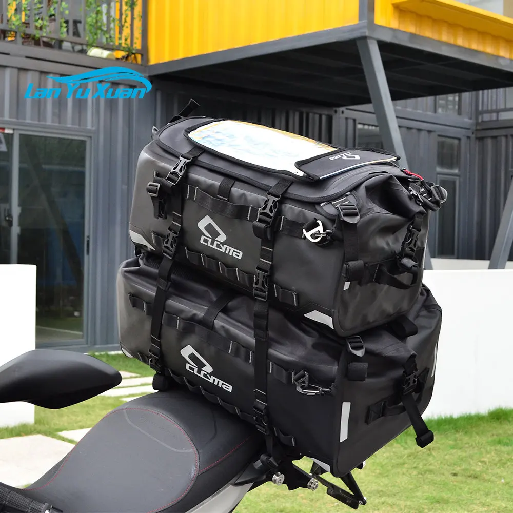 

CUCYMA 2023 New Multifunctional TPU Motorcycle Bag Waterproof 48L Large Capacity Cargo Bag Outdoor Long Distance Travel Tail Bag
