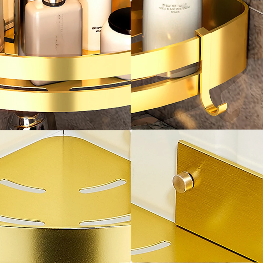 corner shelves shower shampoo holder toliet square storage rack wall brushed gold aluminum kitchen hanger bathroom accessories free global shipping