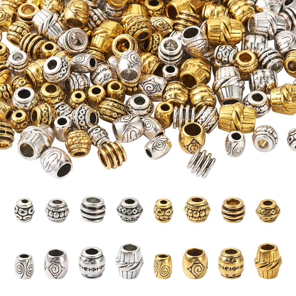 

160Pcs Tibetan Silver Gold Color Metal Alloy Loose Spacer Beads Mixed Style European Bead for Necklace Bracelet Earring Jewelry