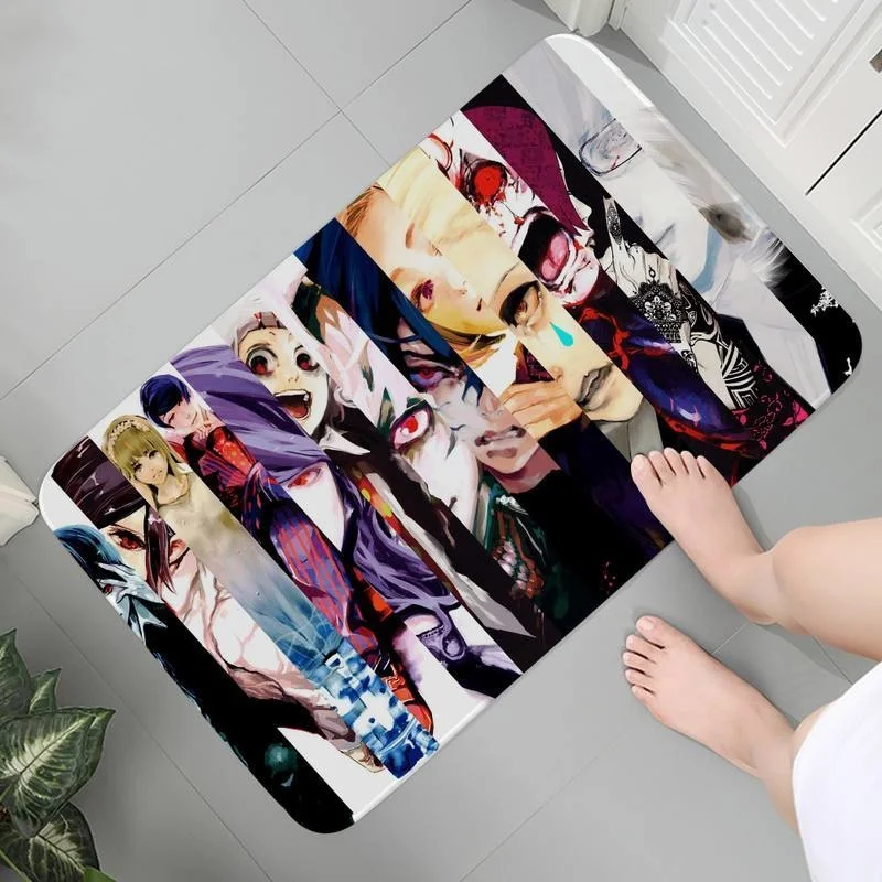 

Modern Entrance Living Room Mats Carpet Flannel Washable Rug Children Crawling Tokyo Ghoul Anime Lounge Rug Mat bedside