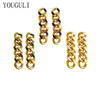 modern jewelry metal chain drop earrings popular design green blue white enamel golden plating dangle earrings for party gifts