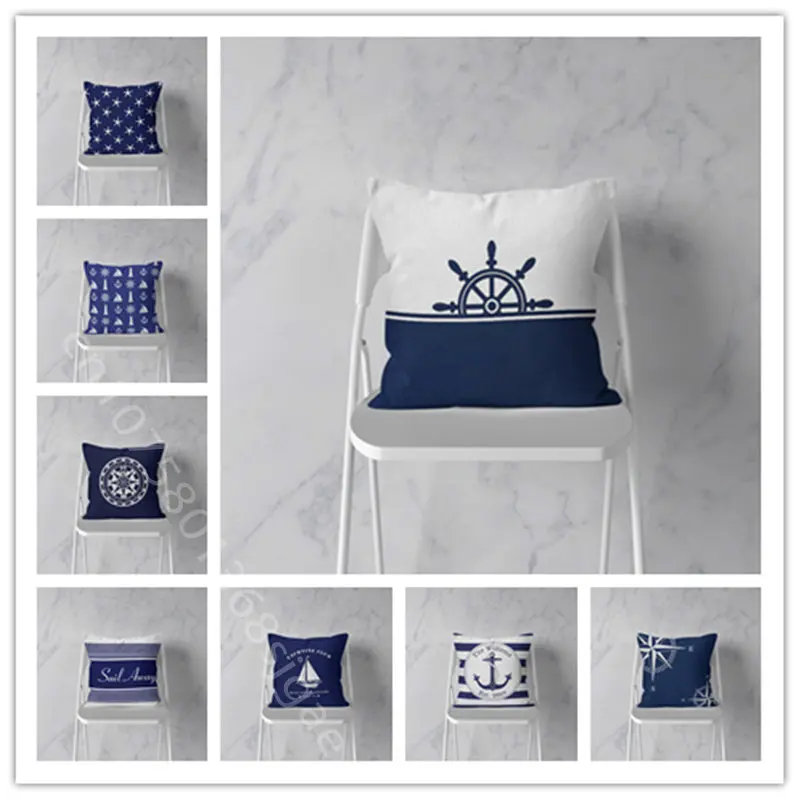 

Compass Anchor Printing Pillowcase Sofa Creative Cushion Cover Children's Study Home Parlour Bedroom Decor Throw Pillow Cases