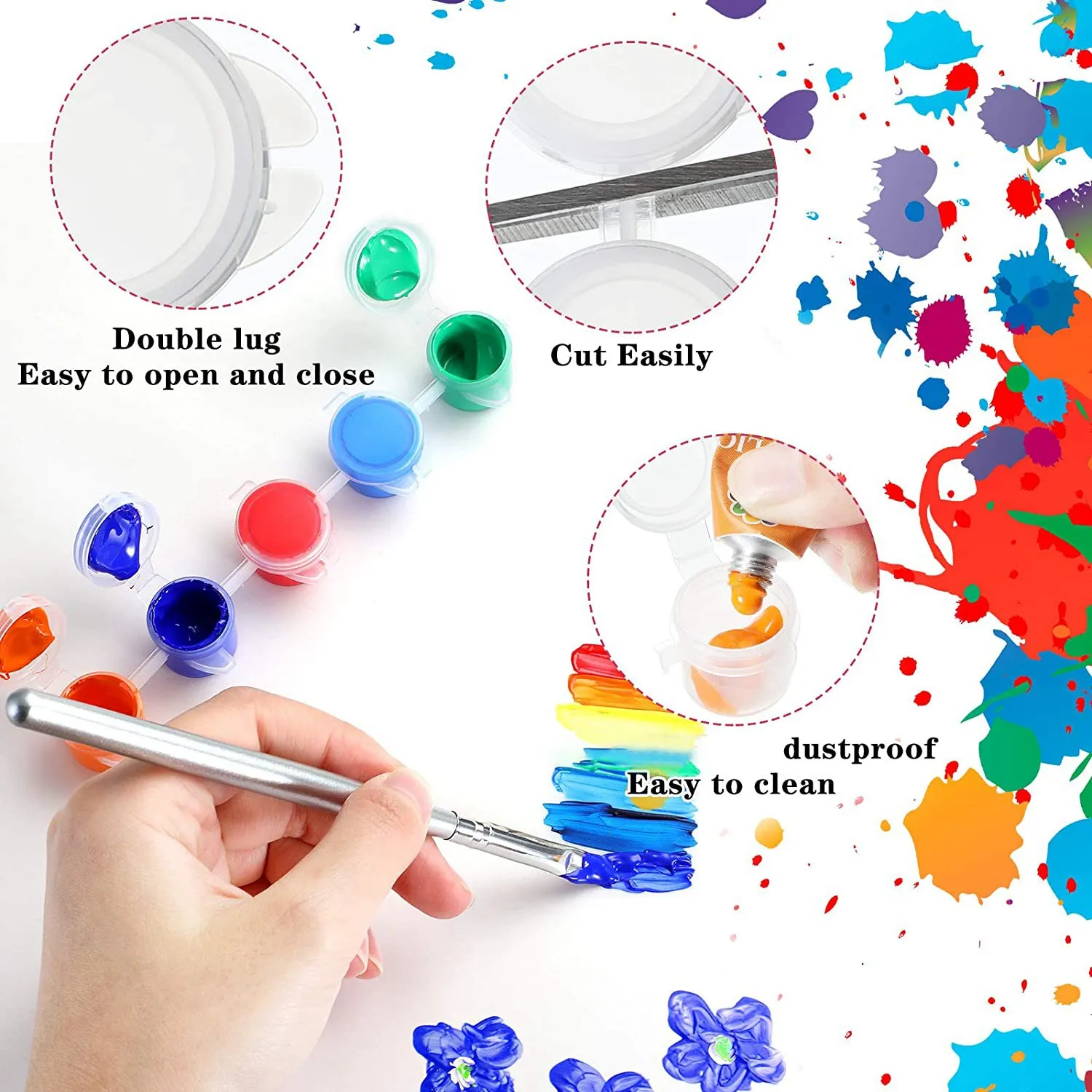 

100 Strips 600 Pots Empty Paint Strips Paint Cup Clear Plastic Storage Containers Painting Craft Supplies(5 Ml/ 0.17 Oz)