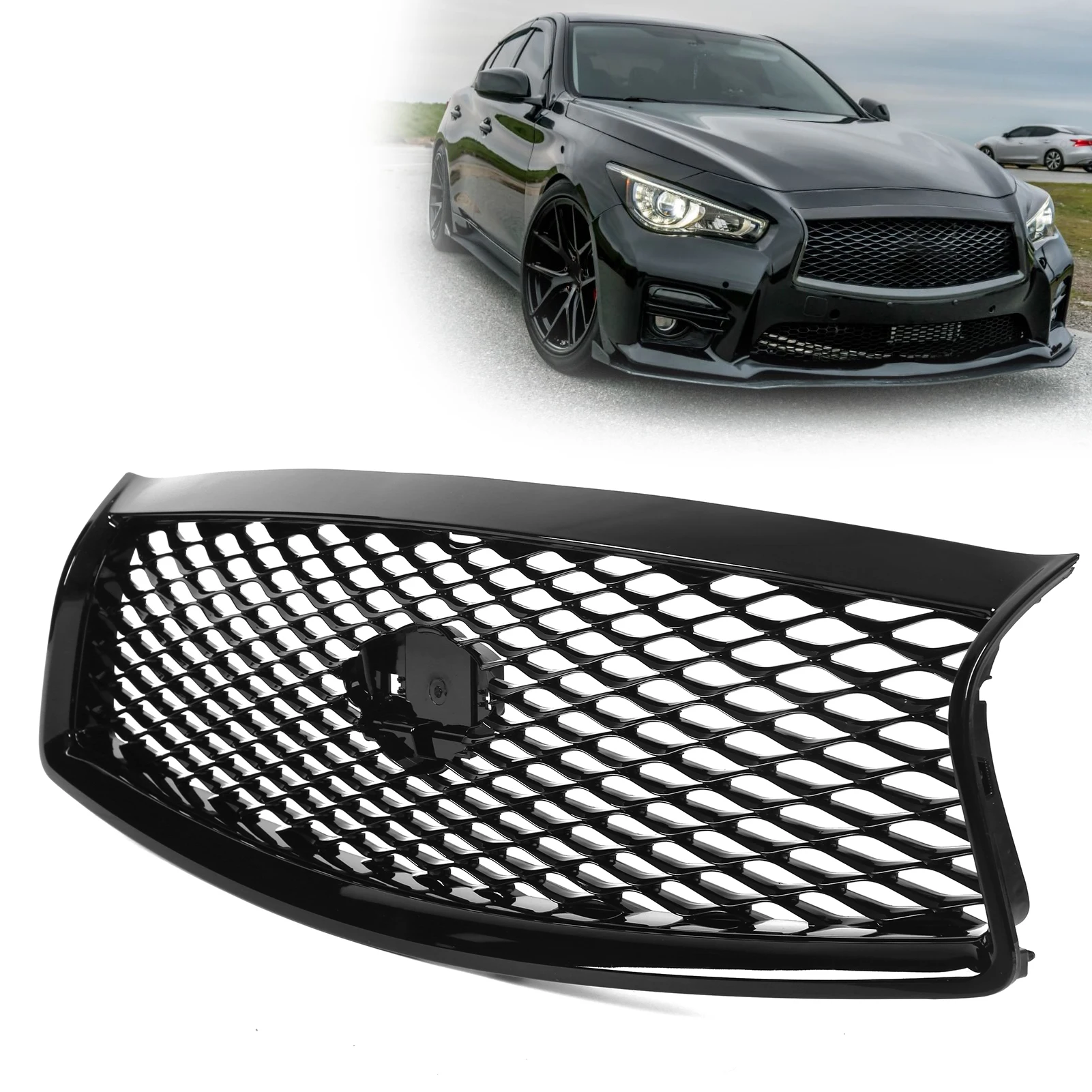 Глянцевые черные решетки для переднего бампера Сменные Infiniti Q50 2014 ‑ 2017