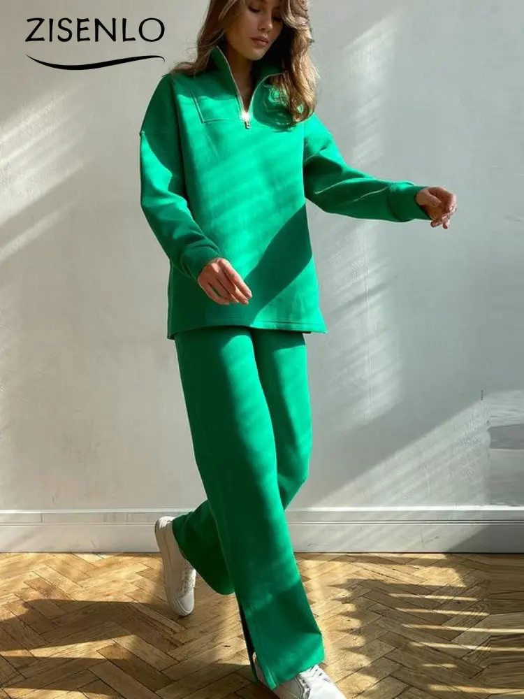 

2022 Autumn New Fashion Temperament Zipper Sweater Pants Two-piece Suit 2 Piece Sets Womens Outfits Sweatshirts Multicolor Suits