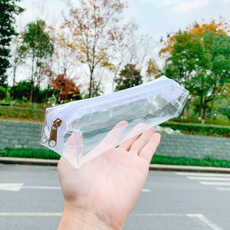 

Simple Transparent Pvc Pencil Bag Creative Student Stationery Storage Bag Japanese Waterproof Zipper Pencil Bag