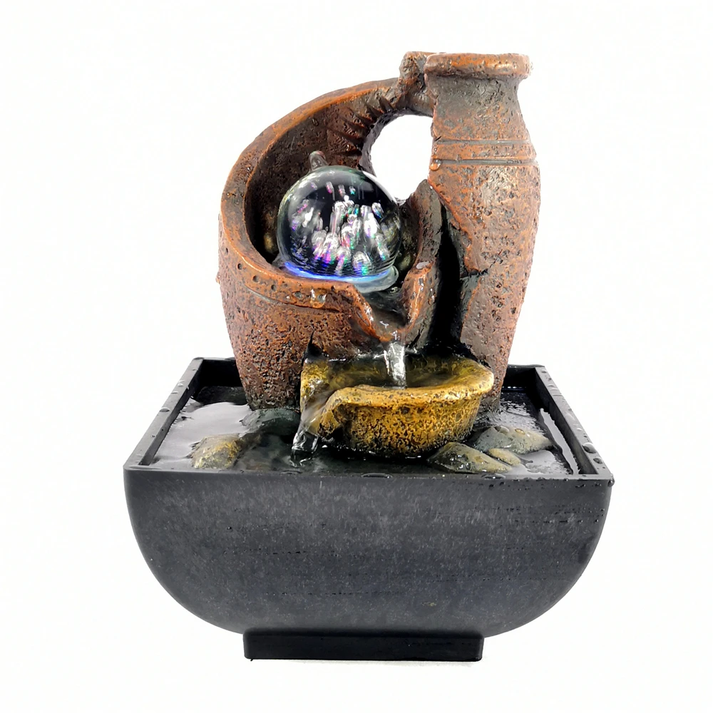 Настольный фонтан струящийся светодиодный водопад с подсветкой успокаивающие