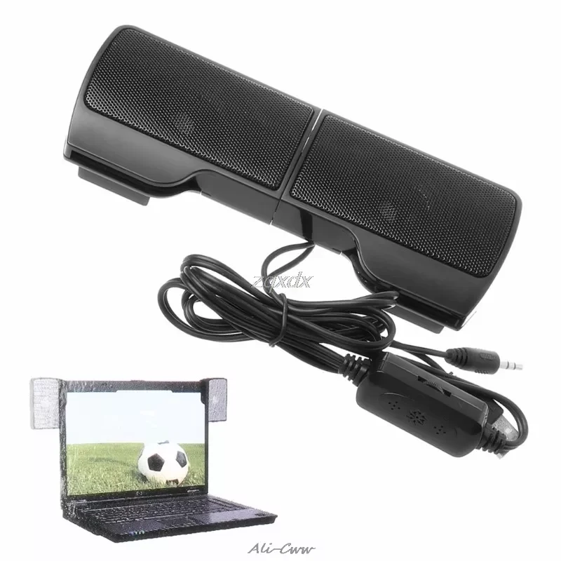

1 Pair Mini Portable Clip-on USB Stereo Speakers line Controller Soundbar for Laptop Notebook Mp3 PC Computer with Clip