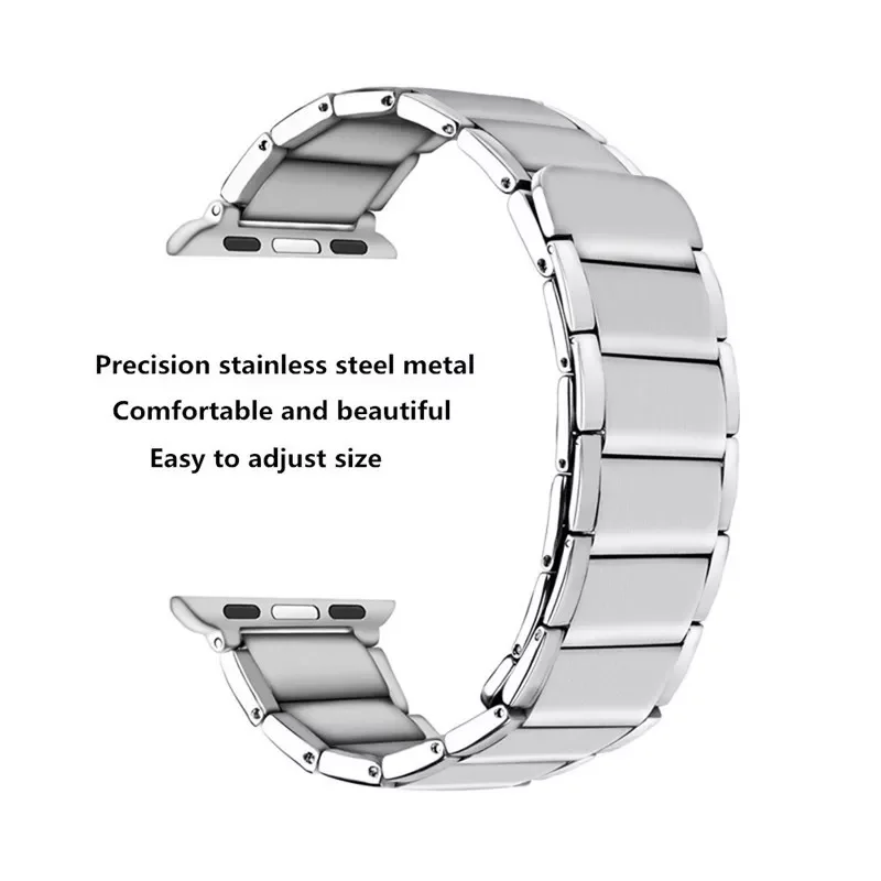 for Apple Watch Band 7 6 5 4 3 SE Stainless Steel Bracelet Apple Watch 44mm 40mm 45/41mm 42/38mm Magnetic Loop for iWatch