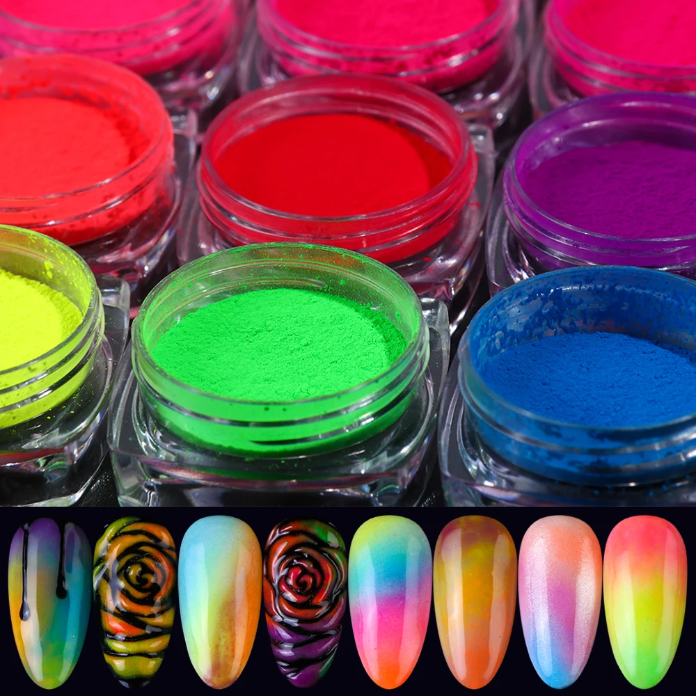 

Neon Dust Fluorescence Nail Glitter Flakes Pigment Dip Powder Nail Polish UV Gel Colorful Nail Decorations SAYE01-13