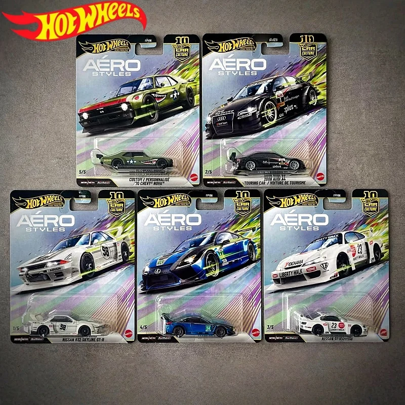 Фото Коллекция моделей автомобилей Hot Wheels Premiums Series FPY86 Aero Styles: Nissan Skyline GTR, Audi A4, Nissan S15, Lexus RC, Chevrolet (из сплава) №1