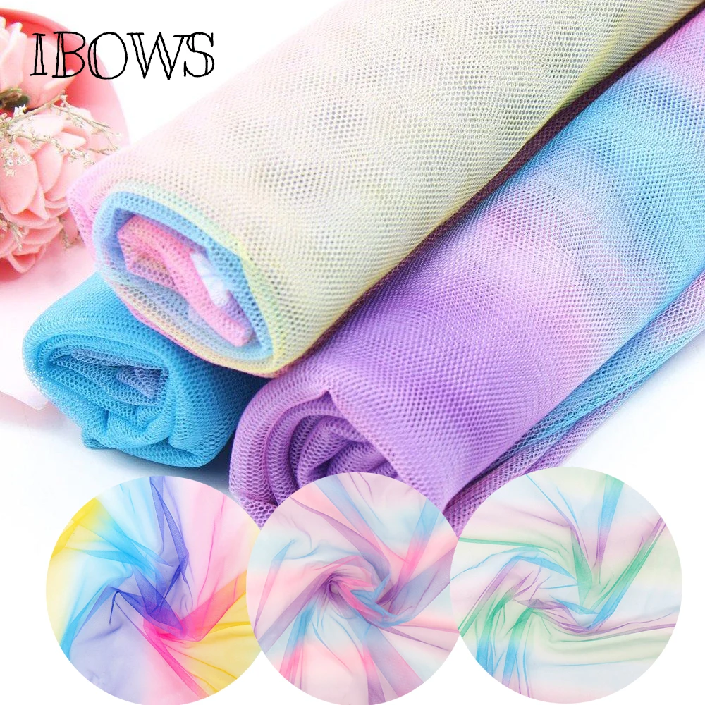 

Rainbow Mesh Tulle Gauze Fabric By The Yard Dress Skirts Making Wedding Decoration Handmade Curtain DIY Crafts Supplies 90*150cm
