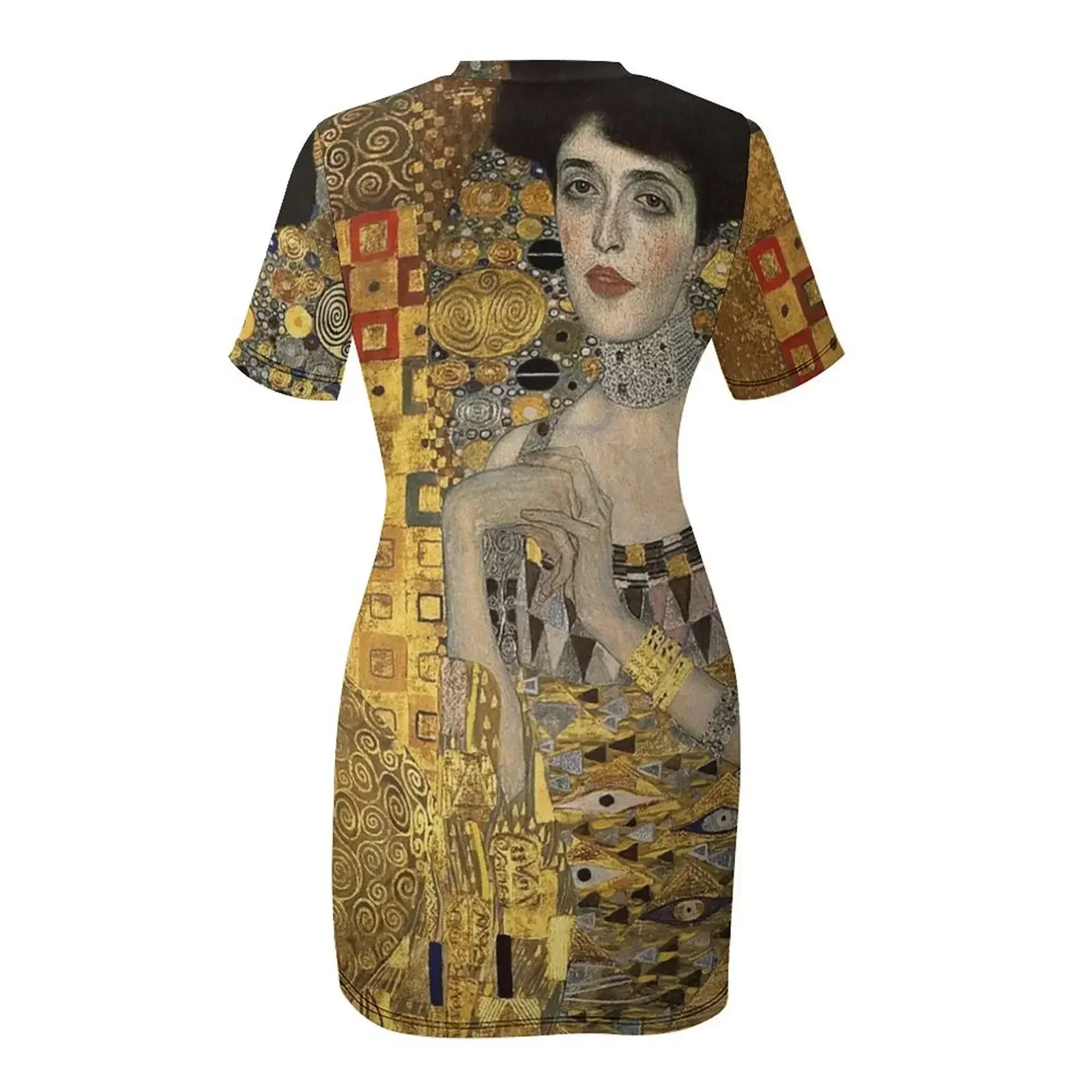 Фото Платье с короткими рукавами Gustav Klimt, Adele Bloch-Bauer, женская летняя одежда, платья для женщин, летние платья №5