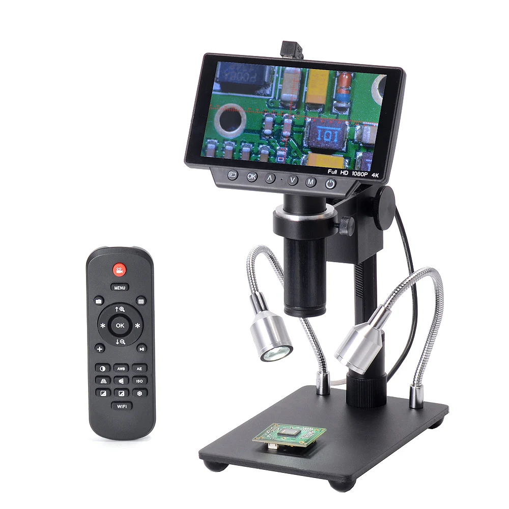 

16MP 230X 4K 1080P 60FPS High Definition USB TF Card Output High Definition Industrial Microscope Camera with 5.0" Screen