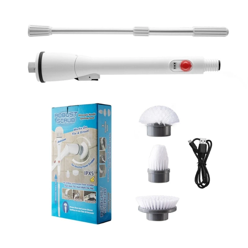 

594C Cordless Bathroom Cleaning Brush with Extension Handle Adaptive Brush