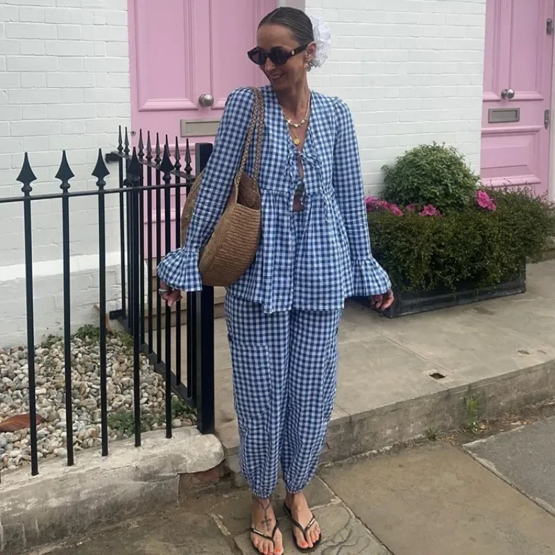 2024 новые женские костюмы весенний сексуальный комплект на шнуровке с длинными