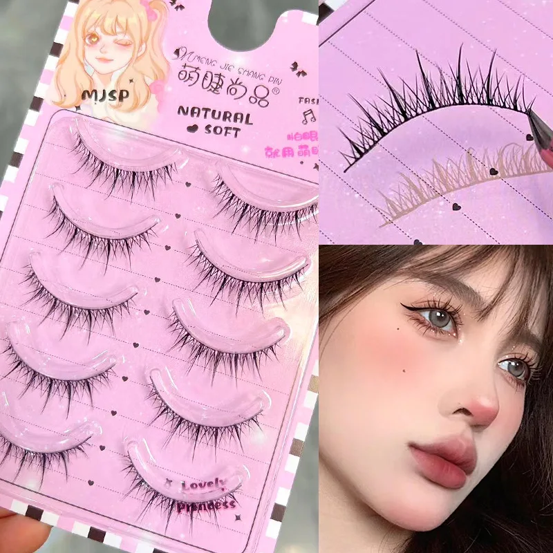 New 5 Pairs Eyelash Set Invisible Band Manga Big Eye False Eyelash Soft Natural Simulation Eyelash Beauty Makeup Wholesale