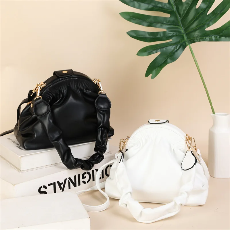 

Pleated Handbags For Women PU Cloud Leisure Armpit Bag Shopping Shoulder Bags Dumpling Handbag Female Messenger Crossbody Bag