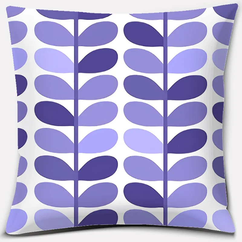 

Square Pillowcase Home Office Decor Purple Geometric Floral Text Print Collection Pattern Pillowcase