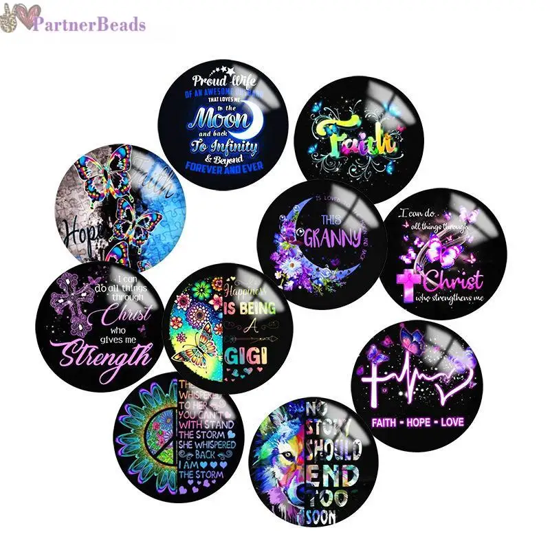 

Moon Faith cross Round Photo Glass Cabochon Demo Flat Back Making Findings 20mm Snap Button N4371