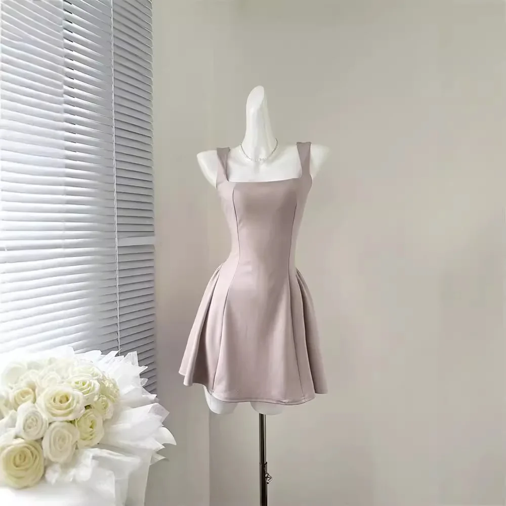 Temple Mansion Платье-майка во французском стиле с тысячей талии Зеленое укороченное