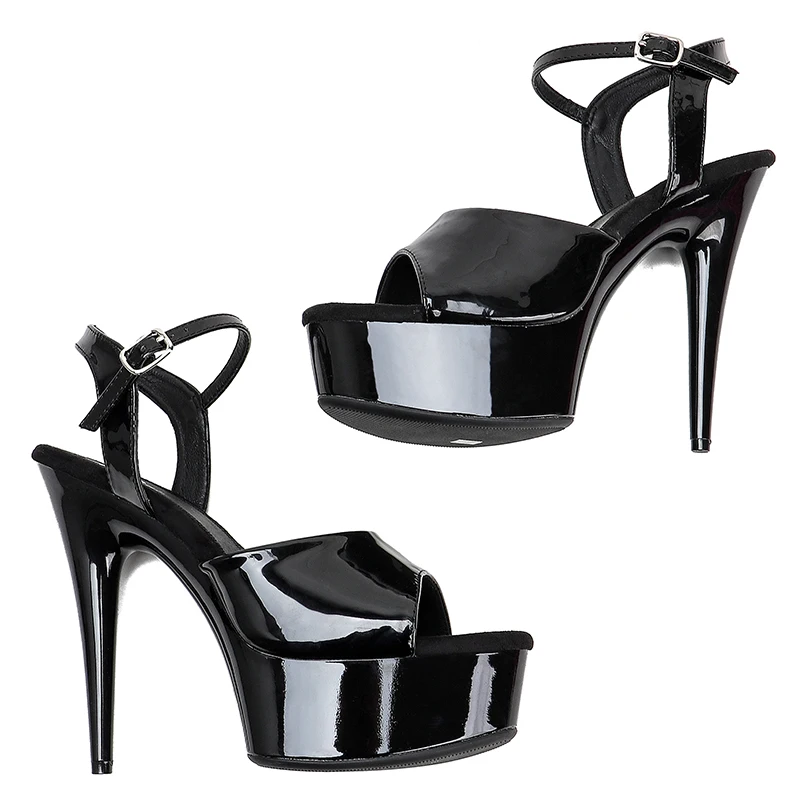Leecabe 15CM/6Inch  Patent uppre Women's Platform Sandals  party High Heels Shoes Pole Dancing Shoes
