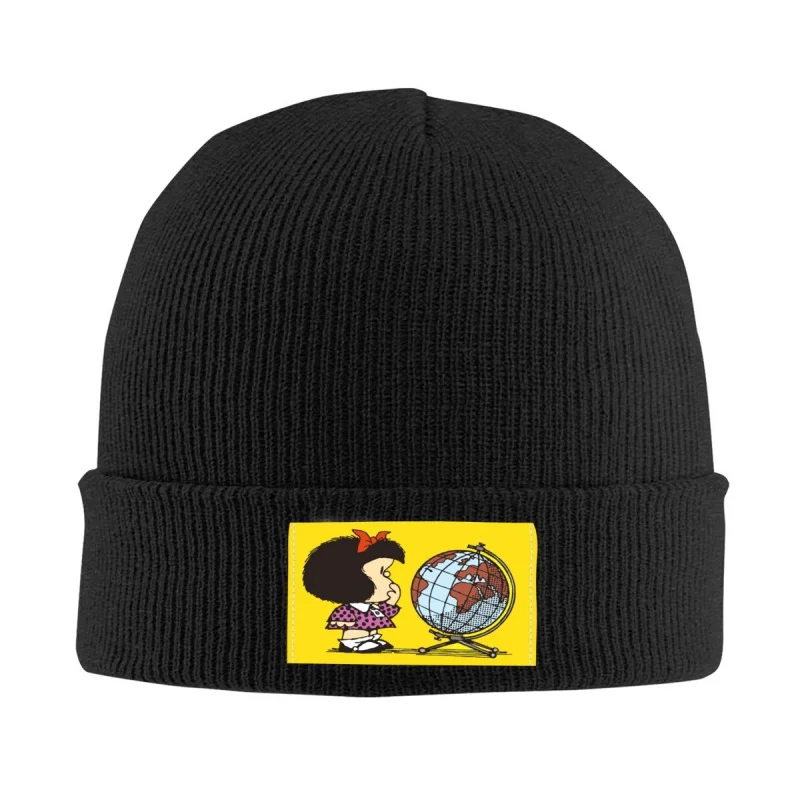 

Забавные шапки Mafalda в стиле аниме, облегающие шапки, зимняя теплая вязаная шапка для мужчин и женщин, модная комиксная мультяшная шапка для взрослых, шапки, уличная Лыжная шапка