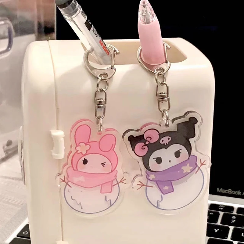 

Kawaii Sanrio Keychain Hellokittys Kuromi Mymelody Cartoon Cute Sweet Snowman Bag Pendant Anime Creative Accessories Girl Gift