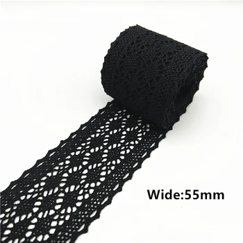 2yards/Lot Black Cotton Lace Ribbon For Apparel Sewing Fabric Trim Cotton Crocheted Lace Fabric Ribbon Handmade Accessories 5