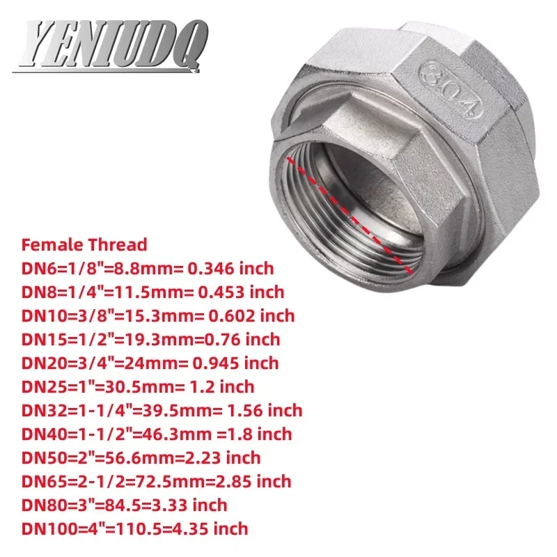 

1 шт., соединительная муфта из нержавеющей стали 304, 1/4 дюйма, 3/8 дюйма, 1/2 дюйма, 3/4 дюйма, 1 дюйма, 1-1/4 дюйма, 1-1/2 дюйма, BSP, литой фитинг с внутренней и наружной резьбой