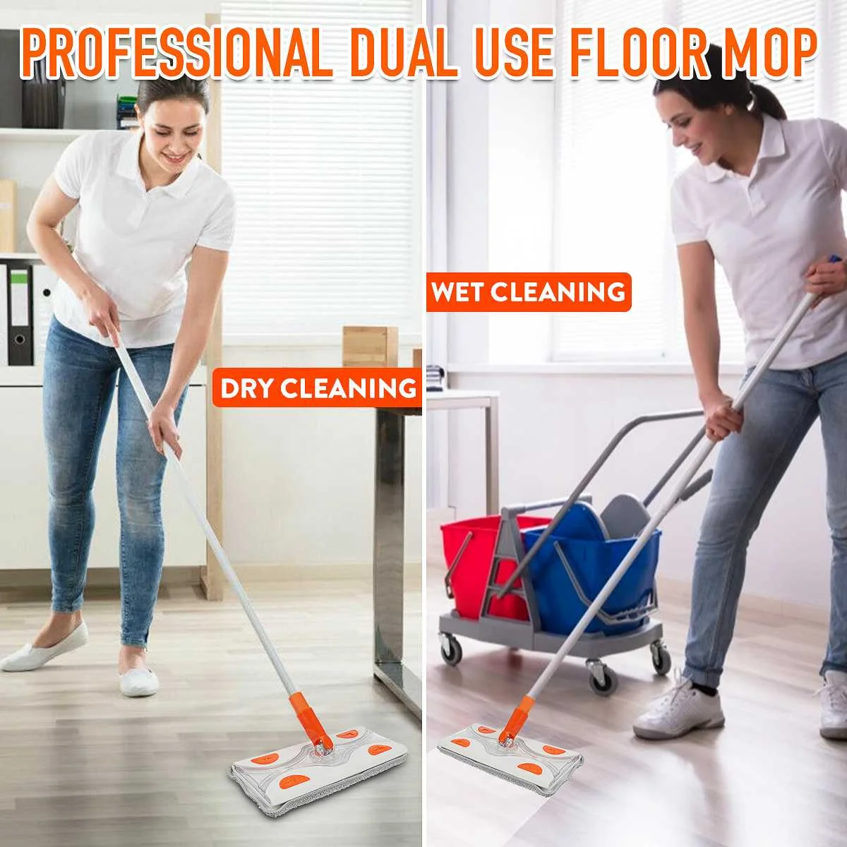 

Telescopic Microfiber Dust Sweeper Flat Mop 360 Degree Rotating Bathroom Floor Household Cleaning Tool +Disposable Refills Rag